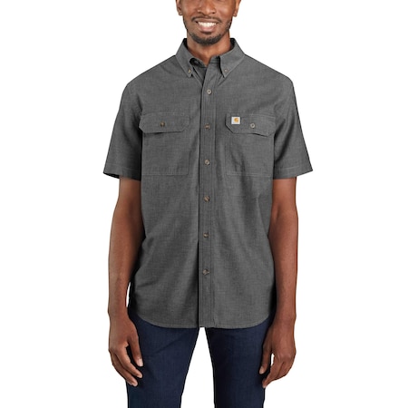 Carhartt Short Sleeve Shirt, 4.8 oz Black Chambray, 2XL 104369-BKC2XLREG